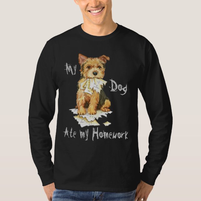 My Norwich Terrier Ate my Homework T-Shirt (Front)