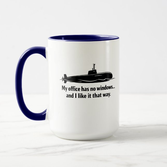 My Office Has No Windows Submarine Humour Mug (Left)