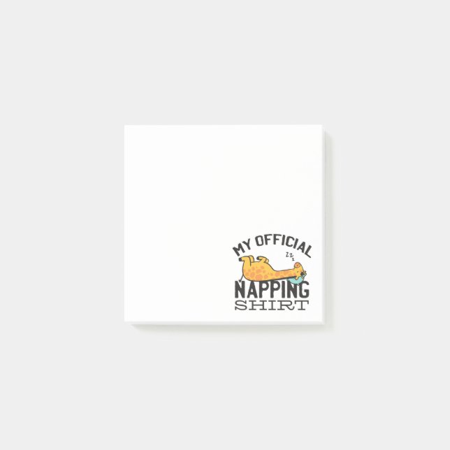 My official napping shirt - Lazy sleeping Giraffe Post-it Notes (Front)