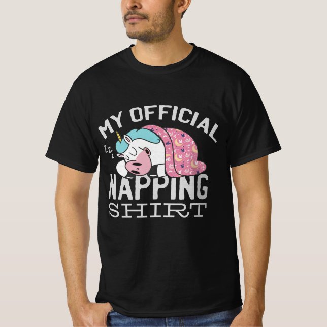 My official napping shirt - Lazy sleeping Unicorn (Front)