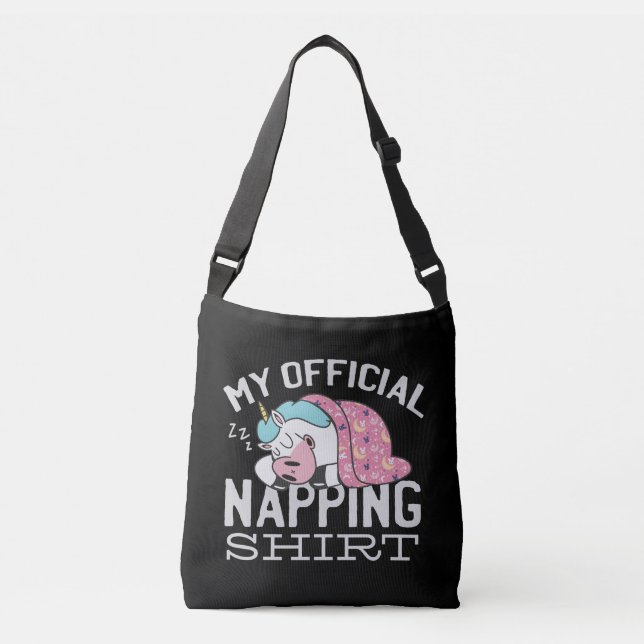 My official napping shirt - Lazy sleeping Unicorn Crossbody Bag (Front)