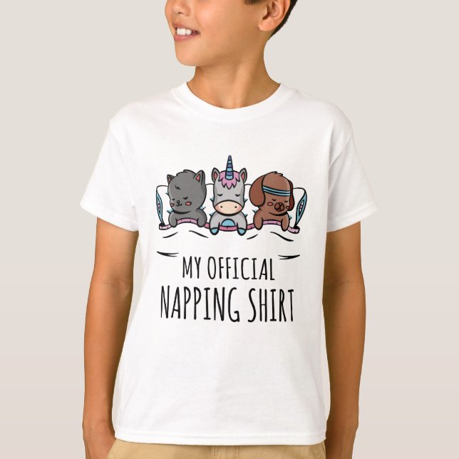 My official napping shirt sleeping Unicorn Dog Cat (Front)
