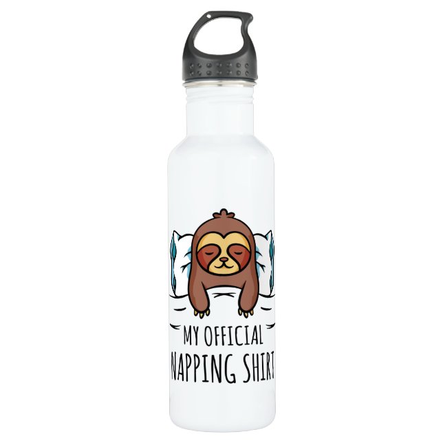 My official napping shirt with sleeping Sloth 710 Ml Water Bottle (Front)