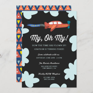 My Oh My   Aeroplane Birthday Party Invitation