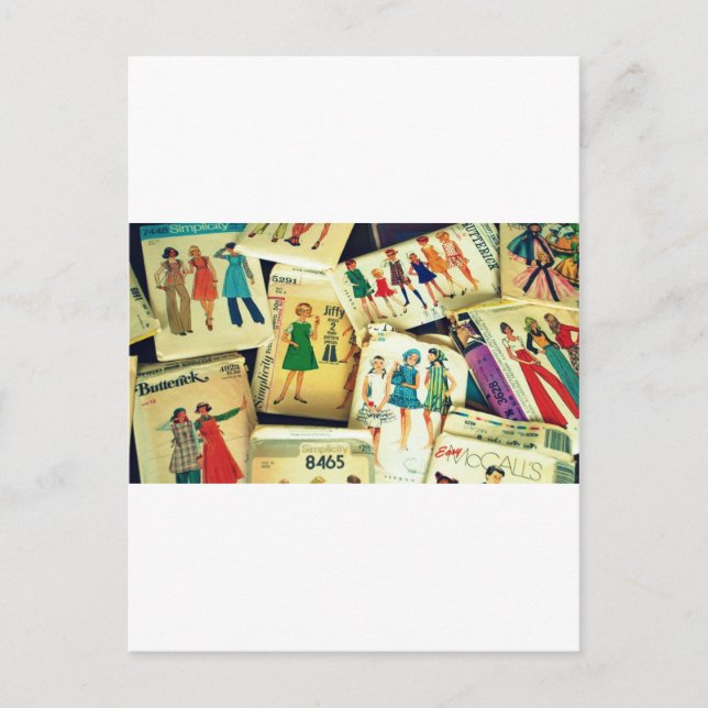 my old sewing patterns postcard (Front)