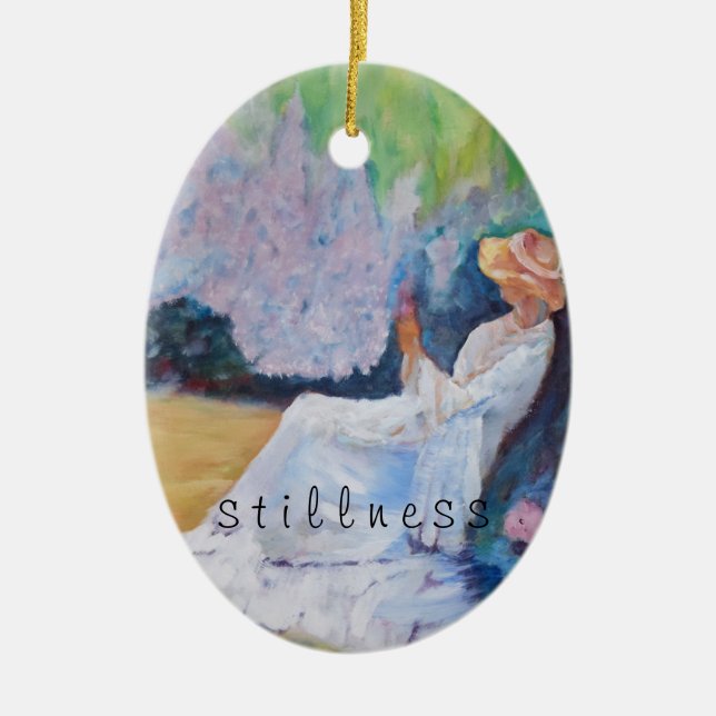 My one word : stillness : ceramic tree decoration (Front)