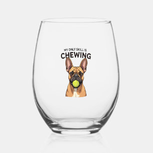 My Only Skill Is Chewing Vintage French Bulldog Te Stemless Wine Glass