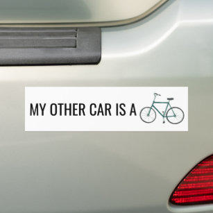 MY OTHER CAR IS A BIKE Cute Green Bicycle Cyclist  Bumper Sticker