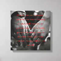 My Other Half" Romantic Heartbeat Quote Canvas