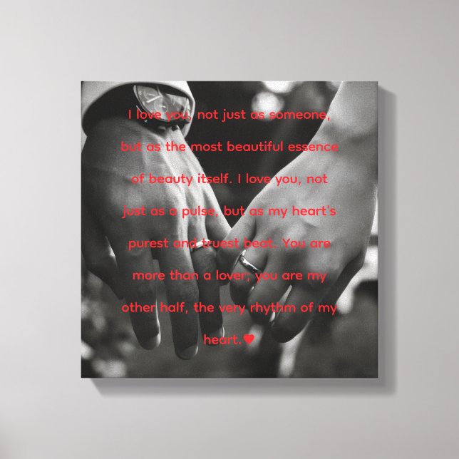 My Other Half" Romantic Heartbeat Quote Canvas Print (Front)