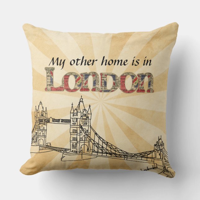 My Other Home London Throw Pillow (Front)