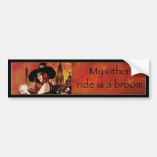 My other ride is a broom - Witch Bumper Sticker