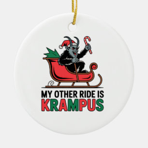 My Other Ride Is Krampus Krampus Riding Sleigh Ceramic Tree Decoration