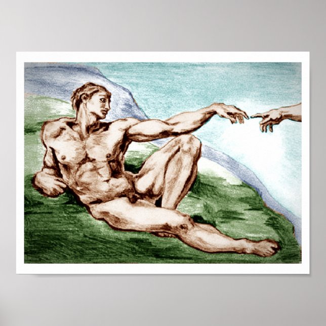 My Own Drawing of Michelangelo's Adam Poster (Front)
