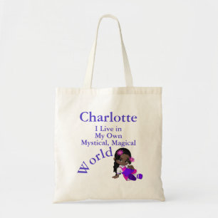 My Own Mystical Magical World Brown Girl Tote Bag