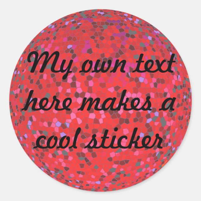 My Own Text Here Stained Glass Red Classic Round Sticker (Front)