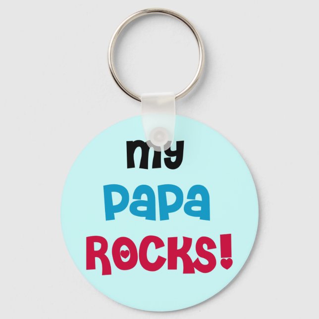 My Papa Rocks T-shirts and Gifts Key Ring (Front)