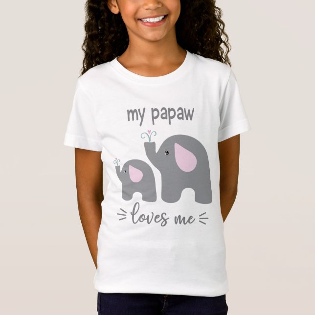 My Papaw Loves Me - Elephant Shirt for Kids (Front)
