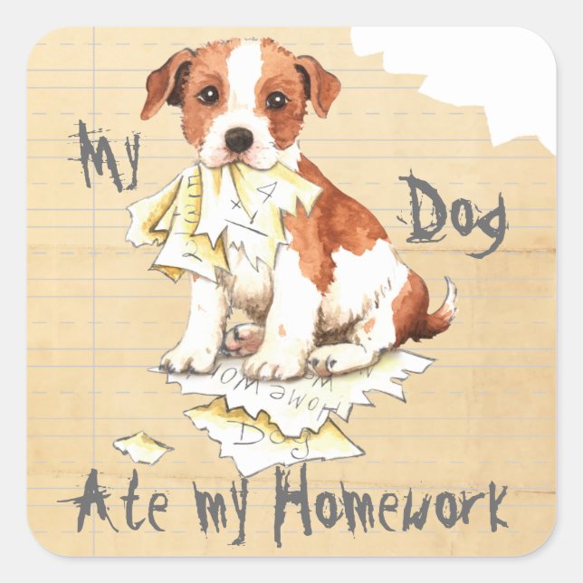 My Parson Russell Terrier Ate My Homework Square Sticker (Front)