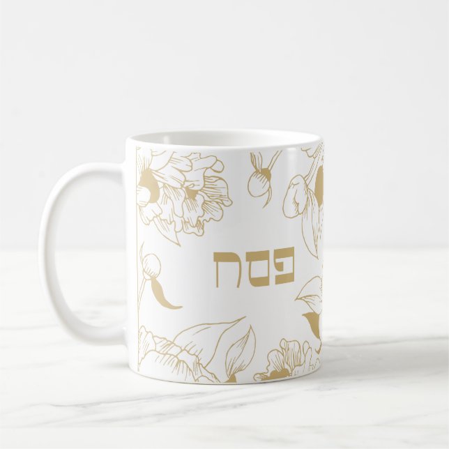 My Passover Mug Gold Florals (Left)