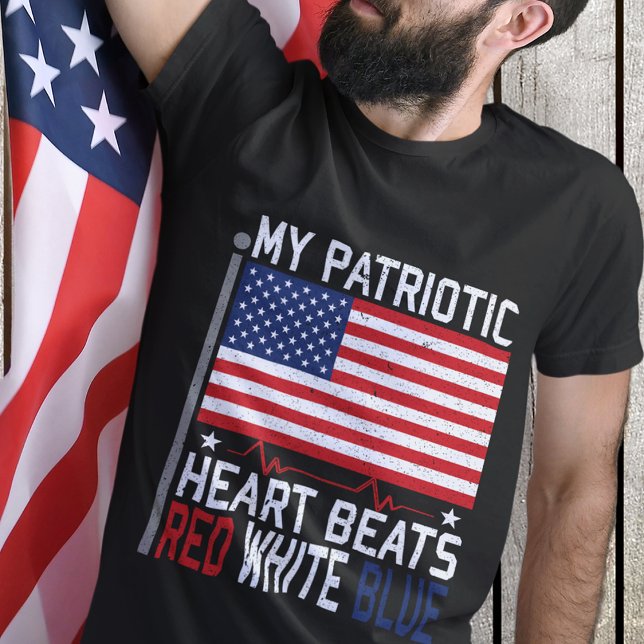 My Patriotic Heart Beats Red White Blue T-Shirt (Creator Uploaded)