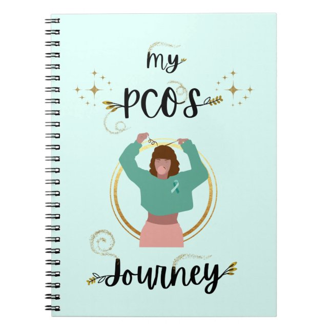 My PCOS Journey Polycystic Ovarian Syndrome Teal  Notebook (Front)
