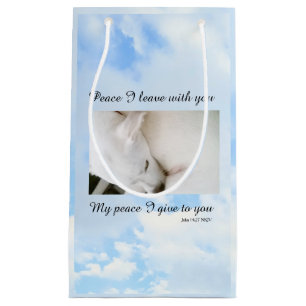  My Peace I Give You Bible Verse Dog In Clouds Small Gift Bag