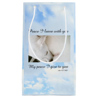  My Peace I Give You Bible Verse Dog In Clouds Small Gift Bag