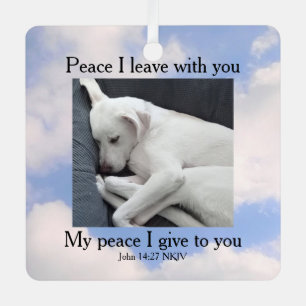 My Peace I Give You Bible Verse Dog in Sky Clouds Metal Tree Decoration
