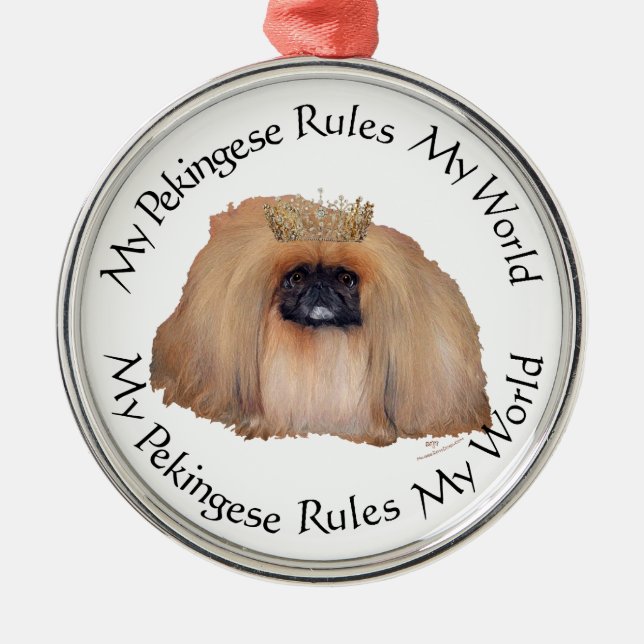 My Pekingese Rules My World Metal Tree Decoration (Front)