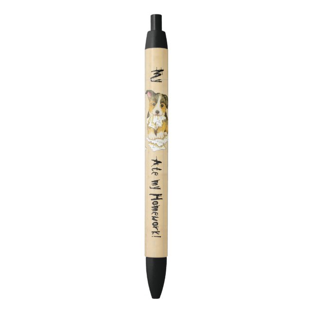 My Pembroke Welsh Corgi Ate my Homework Black Ink Pen (Front Vertical)
