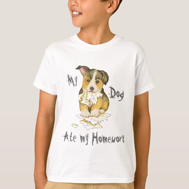 My Pembroke Welsh Corgi Ate my Homework T-Shirt (Front)