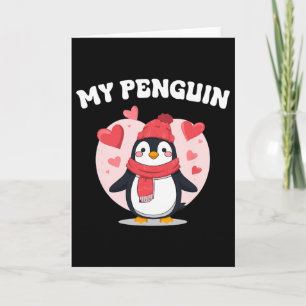 My Penguin Cute Love Hearts Valentine Romance Fun  Card
