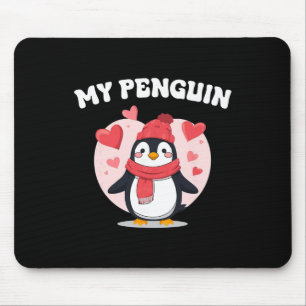 My Penguin Cute Love Hearts Valentine Romance Fun Mouse Pad