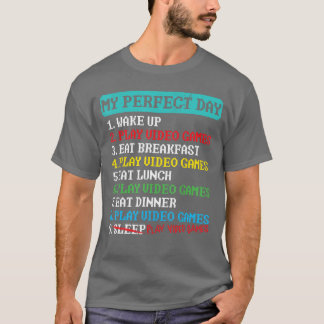 My Perfect Day Funny Gamer Play Video Games Boys M T-Shirt