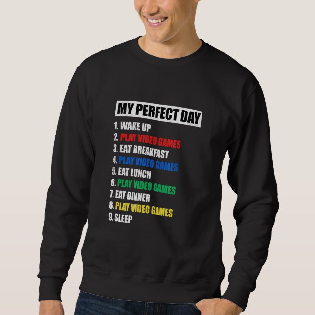 My Perfect Day Video Games Cool Gamer Tee (Front)