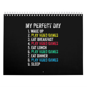 My Perfect Day Video Games Funny Grandson Gamer Calendar