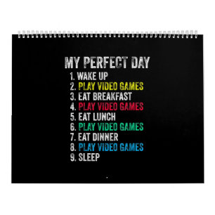 My Perfect Day Video Games Funny Grandson Gamer Calendar