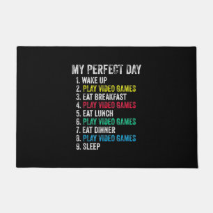 My Perfect Day Video Games Funny Grandson Gamer Doormat