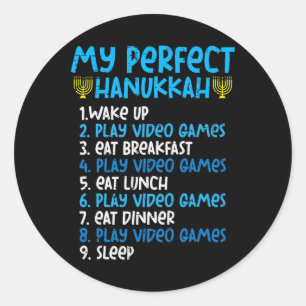 My Perfect Hanukkah Video Game Chanukah Jew Men Bo Classic Round Sticker