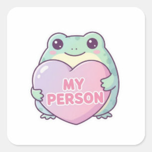 My Person Frog Sticker Cute Frog Hugging Heart Rom