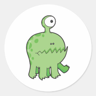my pet cyclops monster green classic round sticker