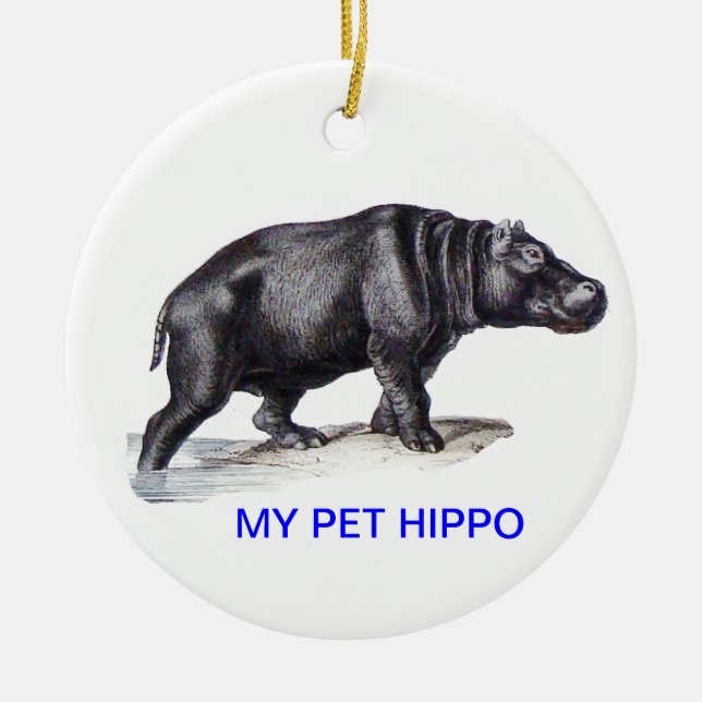 MY PET HIPPO CERAMIC TREE DECORATION (Front)