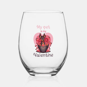 My pet is my Valentine, no 25 Classic T-Shirt Stemless Wine Glass