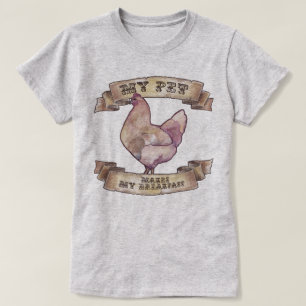 My Pet Makes My Breakfast Watercolor Chicken T-Shirt