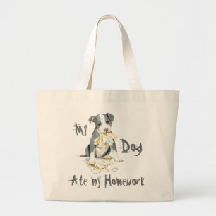 My Pit Bull Ate My Homework Large Tote Bag