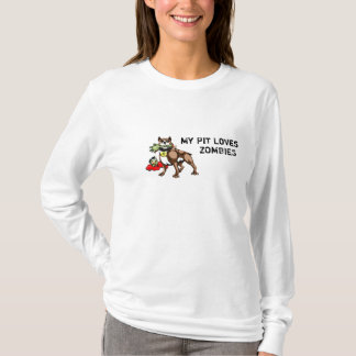 My Pit Bull Loves Zombies Shirt - Funny Slogan
