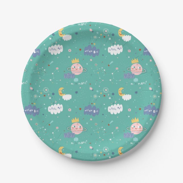 My Planet Dream Big Little One Pattern Paper Plate (Front)
