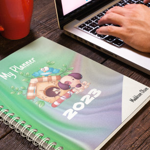 My Planner Cute Dog House on Marble with name