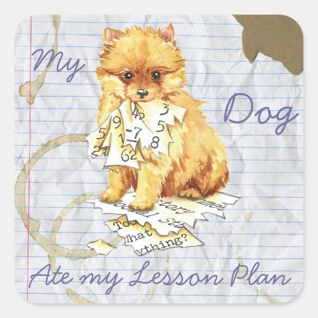 My Pomeranian Ate My Lesson Plan Square Sticker (Front)